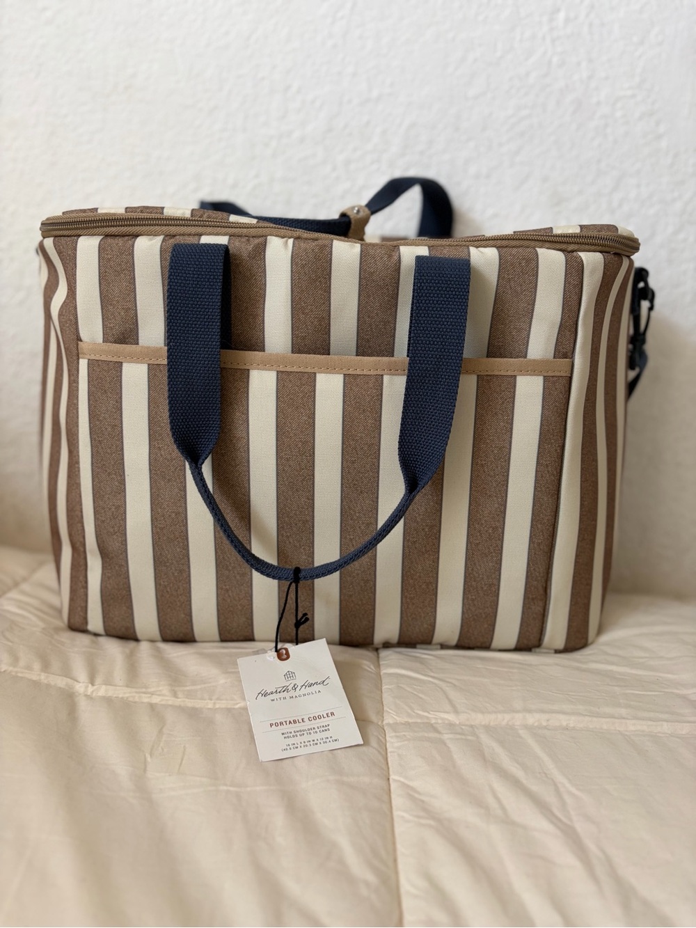 Hearth & Hand w/ Magnolia Soft Sided Cooler Sour Cream/Toffee Stripe - Picture 4 of 8